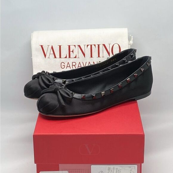 Valentino Garavani Rockstud Satin Ballerina Flats size 36.5 - Picture 12 of 14